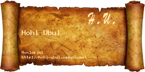 Hohl Ubul névjegykártya